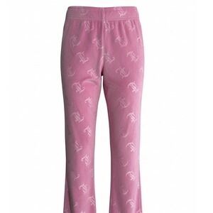 Y2K bling Juicy Couture Pink Velour Monogram Rhinestone Sleepwear Pants Small